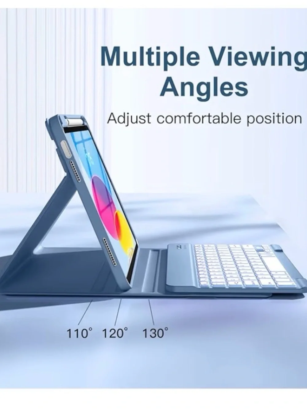 Blue Tablet Keyboard Case with Stylus - Compatible Tablet Accessory